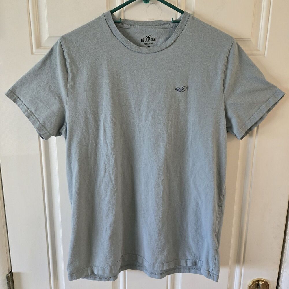Hollister Soft Wash T Shirt Mens Large Blue Logo Casual Surf Skate Tee Crewneck